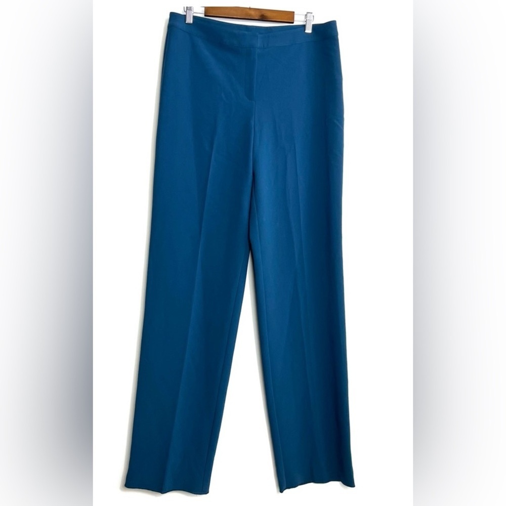NWOT St. John Elegant Silk Blue Wide Leg Pants